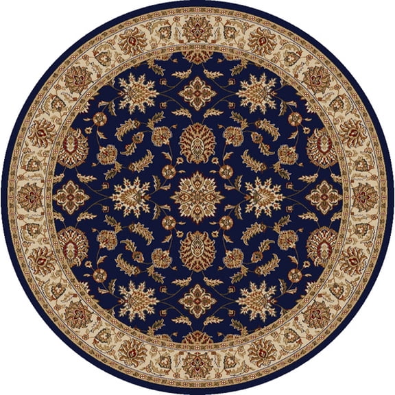 Vitaly Rafiqi Area Rug 1592 Navy Blue Italian Bordered 5' 3" x 5' 3" Round