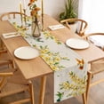 thumbnail image 3 of Table Runner 90 Inches Long for Kitchen Dining, Spring Floral Dresser Scarf Farmhouse, Dining Table Decorations for Wedding/Parties, Watercolor Forsythia Flowers Hummingbirds Beige 13 x 90 In, 3 of 8