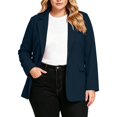 thumbnail image 2 of ClodeEU Women's Plus Size Long Sleeve Notch Collar Blazer,Solid Color Casual Work Jacket Navy,Women's Plus XXL, 2 of 8