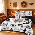 thumbnail image 3 of Homewish Halloween Gothic Skull Queen Bedding, Mushroom Daisy Cat Bedding Comforter Set Queen, Black White, Black Reversible 7-Piece, 3 of 7