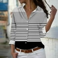 thumbnail image 2 of cfhntfmh Women's Button down Shirts Lounge Striped Print Long Sleeve Collared Blouses Fall Loose Work Tops, 2 of 4