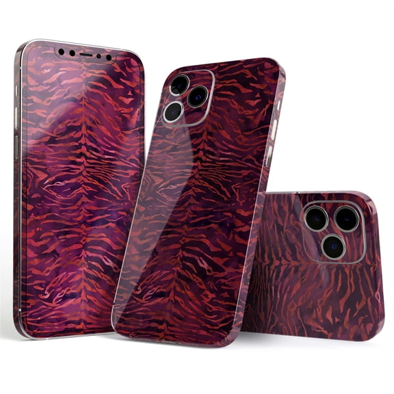 DesignSkinz Wine Watercolor Tiger Pattern Full-Body Skin Decal Wrap Cover for iPhone 16
