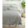 thumbnail image 2 of Pure Egyptian Queen Size Cotton Bed Sheets Set 1000 Thread Count Bedding – Queen Size Bed 21" Inch Deep Pocket Queen Sheets - Light Grey, 2 of 7