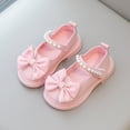 thumbnail image 6 of Girls Dress Shoes Princess Mary Jane Shoes with Elegant Pearl Bow Decor Comfy Low Heel Shoes for Weddings, Parties Pink 30, 6 of 8