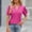 Hot Pink, variant on LSLJS Women's Summer Solid Lace V-neck Bubble Short Sleeve Solid T-shirt Top, Gifts for Women