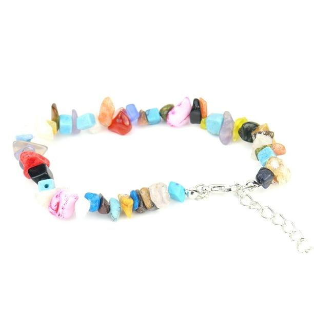 Nvzi Pulsera de cuentas hecha a mano, adecuada, pulsera ajustable de cristal de piedra natural vintage (color)