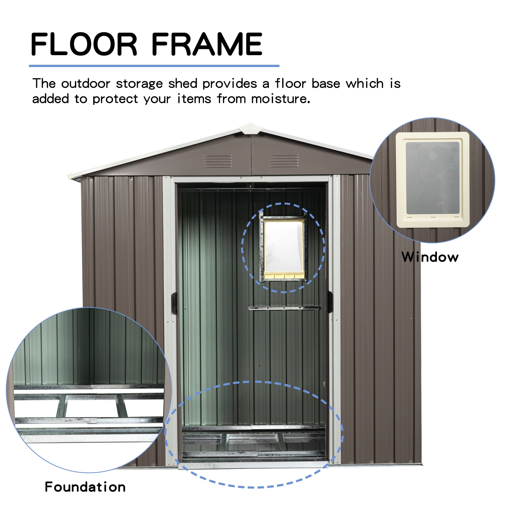 Aimee Lii 88"x46" Outdoor Storage Shed, Utility Tool Shed Storage House, Sheds Outdoor Storage for Backyard Garden Patio Lawn, Gray Aimee Lii 88"x46" Outdoor Storage Shed, Utility Tool Shed Storage House, Sheds Outdoor Storage for Backyard Garden Patio Lawn, Gray