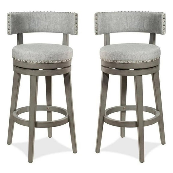 Home Square Swivel Bar Height Stool Antique Gray - Set of 2