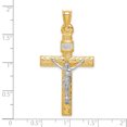thumbnail image 4 of 14k Two Tone Gold Lord Jesus Christ Crucifix Holy Cross Necklace Charm Pendant Religious Inri, 4 of 8