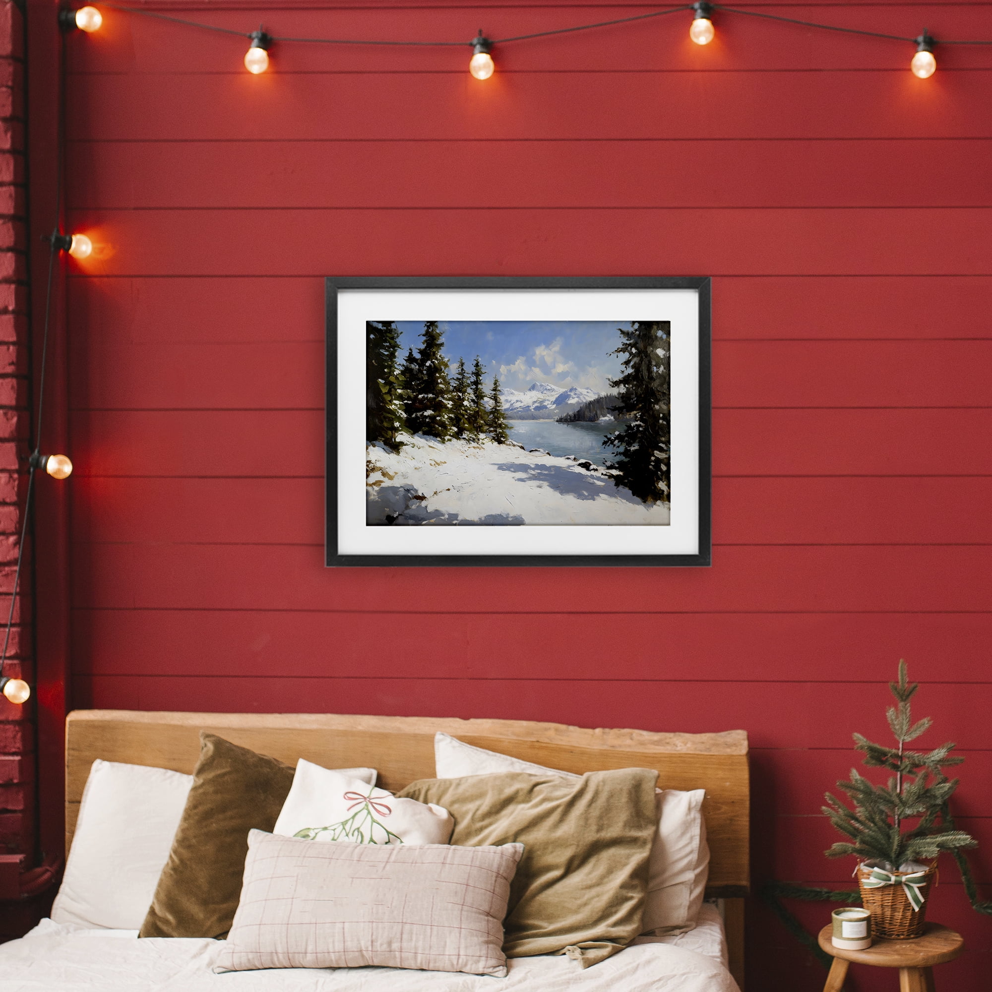 Way Up North Landscape Black Framed Print Under Glass, design by Petal Prints Design