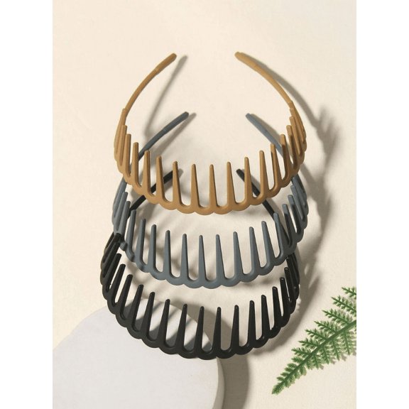 3 PCS Women Non-Slip Resin Hair Comb Hairband Headband Hoop With Teeth Headwear