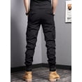 thumbnail image 2 of Casual Side Flap Pockets Workwear Tapered Pants  Men‘s Cargo Pants For Spring Fall Outdoor, 2 of 6