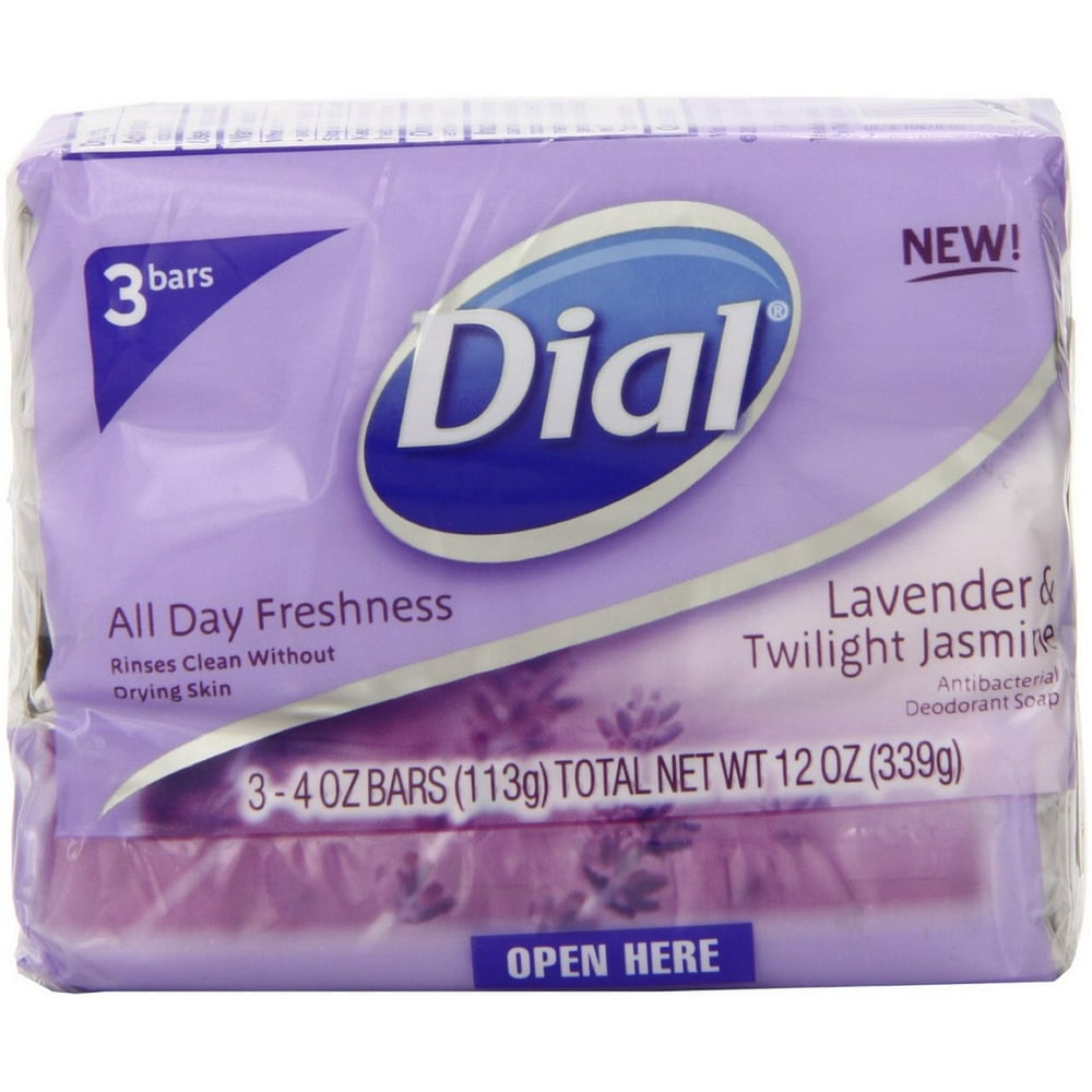 Dial Antibacterial Deodorant Bar Soap, Lavender & Twilight Jasmine, 4