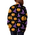 thumbnail image 5 of WTOBBY Halloween Themed Women's Workwear Jacket Tops with Long Sleeve Standing Collar Single Breasted Design - Casual Fashion Jacket for Nurses and Daily Professional Wear,Purple 5XL, 5 of 5