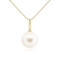 ANGARA Classic Freshwater Cultured Pearl Solitaire Pendant in 14K Yellow Gold for Women | June Birthstone, Birthday, Anniversary, Jewelry Gift for Women | Pearl Necklace