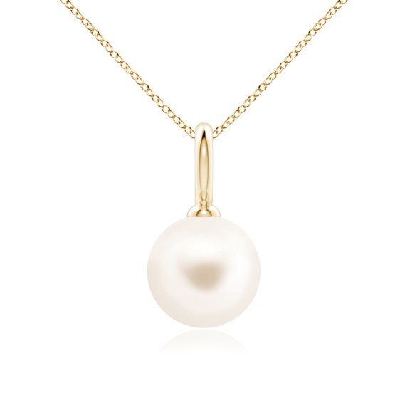 ANGARA Classic Freshwater Cultured Pearl Solitaire Pendant in 14K Yellow Gold for Women | June Birthstone, Birthday, Anniversary, Jewelry Gift for Women | Pearl Necklace