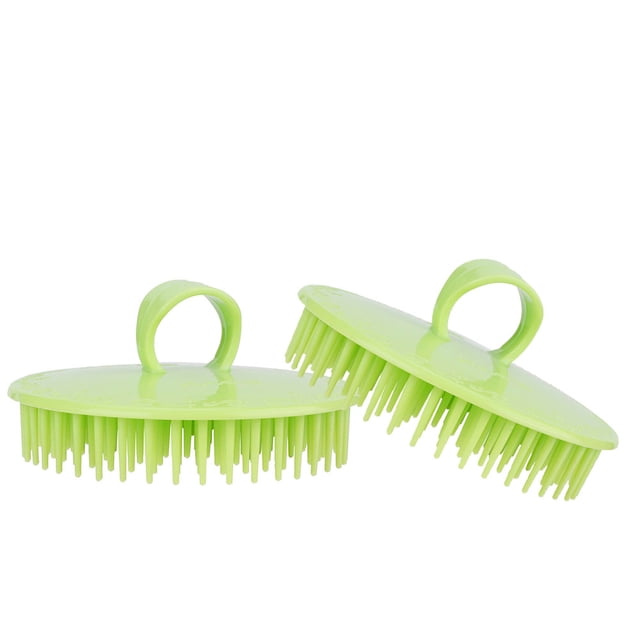 Cepillo de masaje de champú para cuero cabelludo de silicona de mano, peine de lavado, peine de masaje meridiano, verde