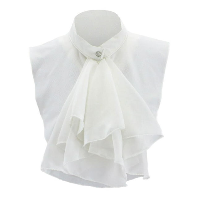 Blusa de gasa estilo retro con cuello falso y media camisa desmontable para cosplay Blanco L
