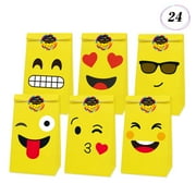 Emoji Paper Bags Gift Bags for Kids Birthday Party Supplies Pack of 24(Bags)
