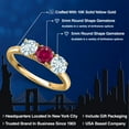 thumbnail image 2 of Gem Stone King 10K Yellow Gold Red Created Ruby and Sky Blue Aquamarine Engagement Ring for Women | 1.60 Cttw | Round 5MM | Gemstone July Birthstone | Size 7, 2 of 6