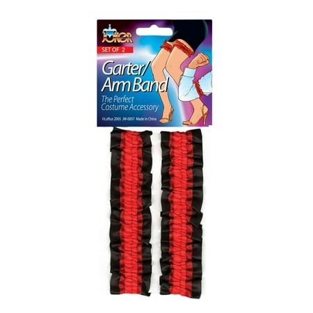 Loftus Old West Can-Can Garter Armbands, Black Red, One Size, 2 Pack
