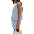 thumbnail image 3 of Women'S Summer 2 Piece Outfits Sleeveless Tank Top Matching Shorts Sets Cotton Striped Sweatsuits Blue M, 3 of 7