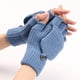 thumbnail image 3 of Guantes de invierno sin dedos, mitones convertibles, forro polar térmico, forro aislante, resistente al viento, cálido para hombres y mujeres, negro, 3 of 5