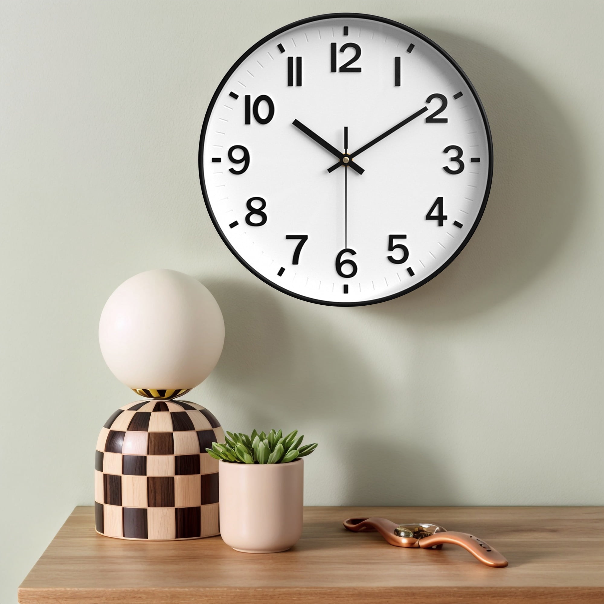 Unique Bargains Wall Clock with Big Arabic Numerals White and Black