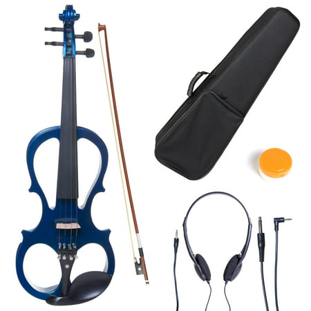 Cecilio Full Size Left-Handed Solid Wood Electric Silent Violin with Ebony Fittings-L4/4CEVN-L1BL Metallic (Best Electric Violin Brand)
