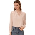 thumbnail image 1 of Blusas De Manga Larga Con Cuello En V Y Adornos Para Mujer Rosa XL, 1 of 6