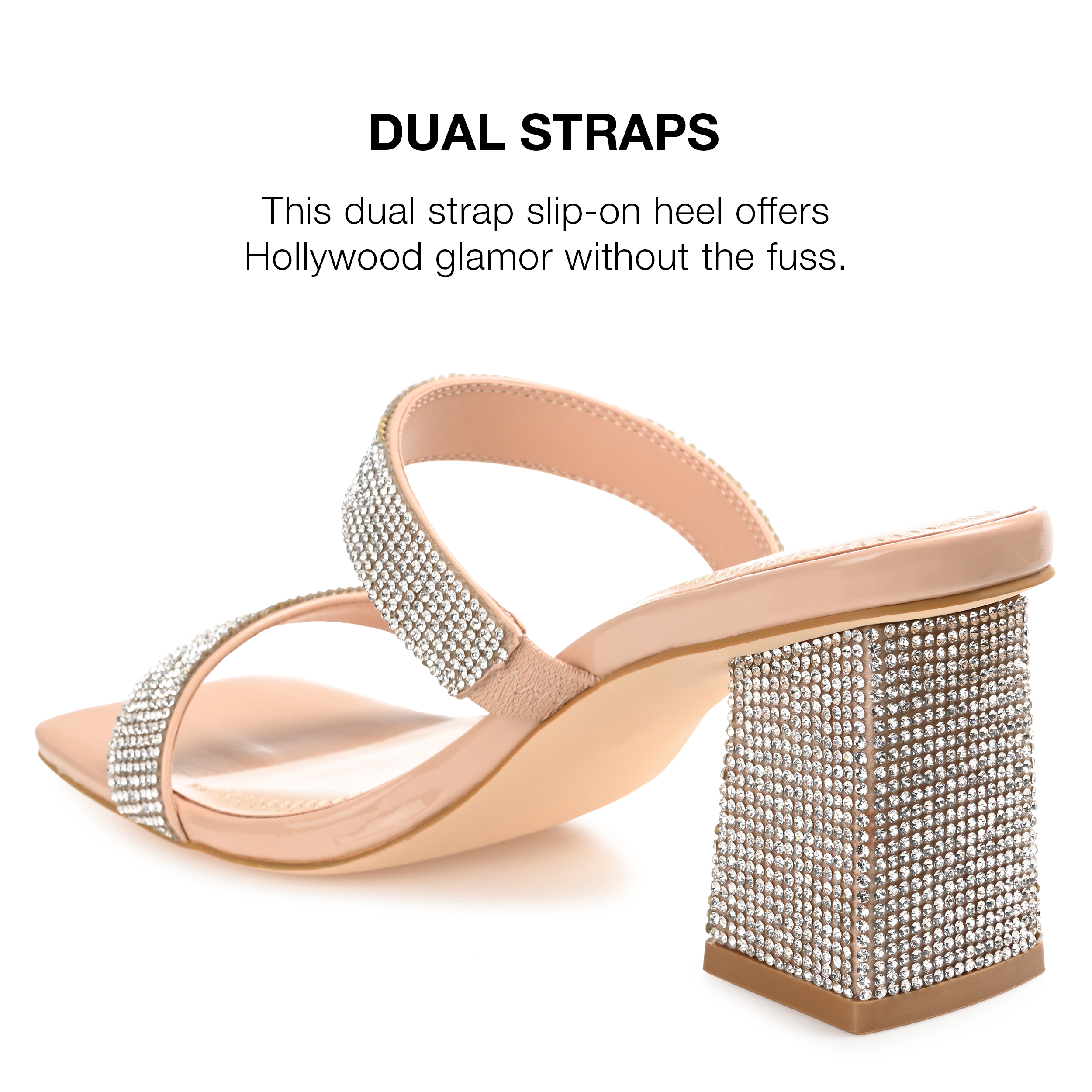 Journee Womens Shandee Rhinestone Detail Block Heel Evening Dress Sandals