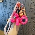 thumbnail image 4 of Creative Fitness Keychain Set - Barbell & Dumbbell Backpack Pendant, Gym Peripheral Gift for Fitness Enthusiasts, Durable Metal Water Cup Charm, Perfect Christmas & Valentine's Day Gift, Pink, 4 of 5