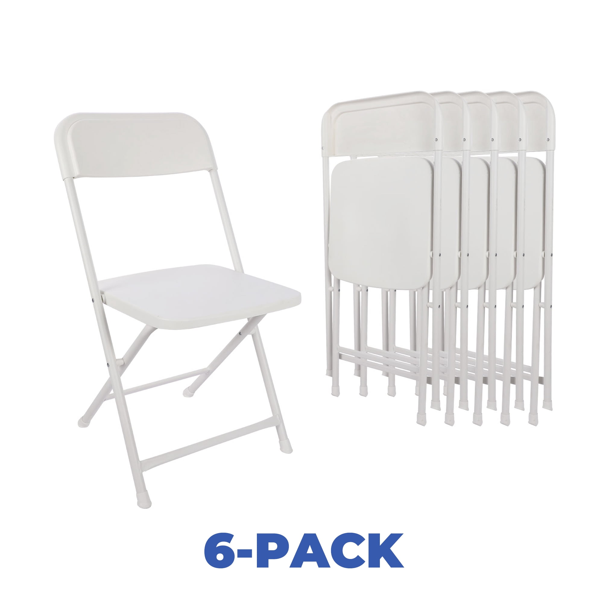 (12 pack) Mainstays White Event Folding Chair Set, Steel Frame, Set of 6