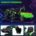thumbnail image 7 of 4-in-1 Ride on Tractor, 24v Ride on Toys for Big Kids, Remote Control Excavator with Trailer, Shovel Bucket, Digger, Remote Control, EVA Tires, LED Light, Music, USB, Green, 7 of 7
