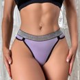 thumbnail image 2 of Aayomet Women's Bikini Underwears Diamond Color Matching Low Rise Underwear (Purple, XS), 2 of 5