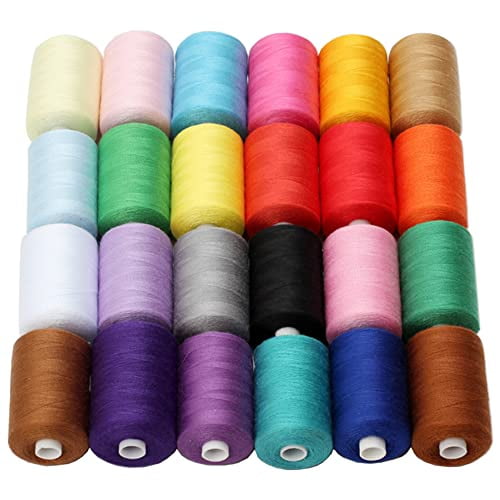 All Purpose Sewing Thread,24 Spool 1000 Yards Polyester Thread for Sewing,Handy Polyester Sewing Threads for Sewing Machine - 24 Colors