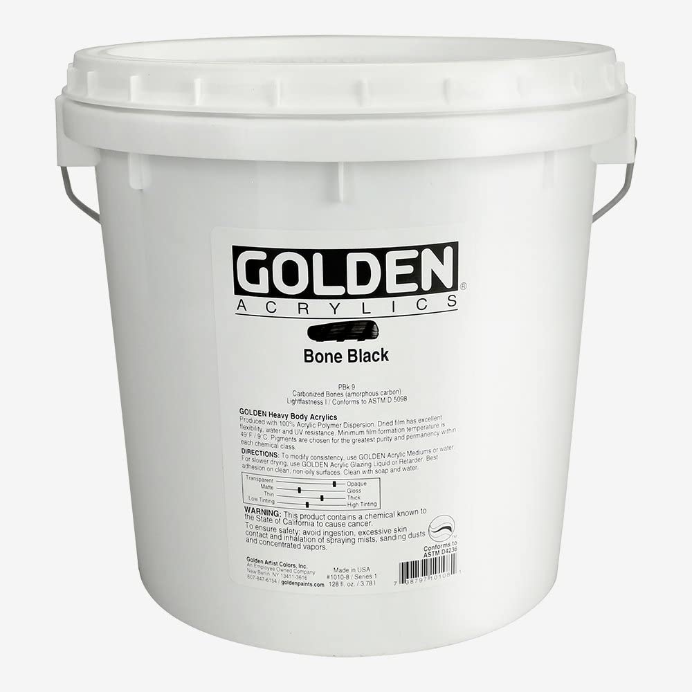 Golden Heavy Body Artist Acrylics - Bone Black, 128 oz jar