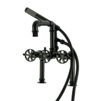 Kingston Brass AE6400RX Belknap 7" Center Deck-Mount Clawfoot Tub Faucet with Hand Shower, Matte Black