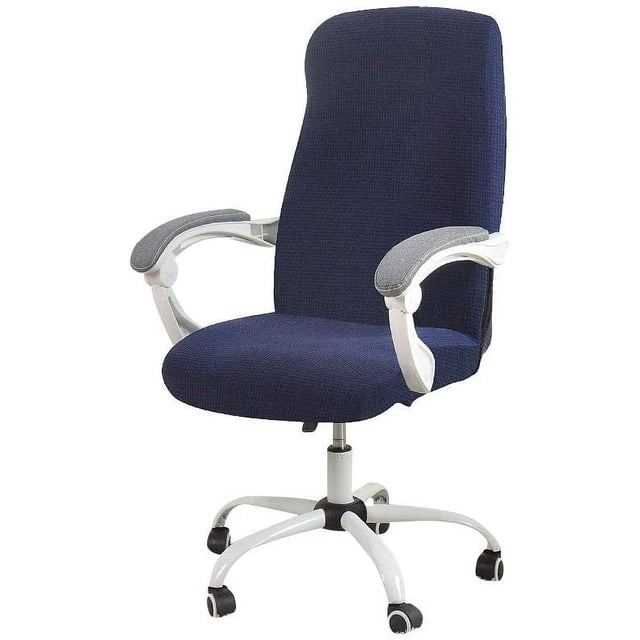LAICAIW Office Chair Cover Water Resistant Navy Stretch Jacquard Computer Chair Slipcover for Armrest Chairs L