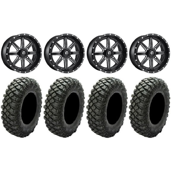 Fuel Maverick Black 16" Wheels 35" Crawler XG Tires Can-Am Maverick X3 / Honda Pioneer 1000 / Talon
