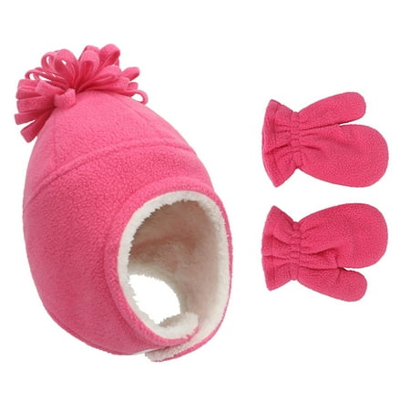 

ZMHEGW Hats Two Piece Winter Solid Color Warm Children S And Gloves Caps