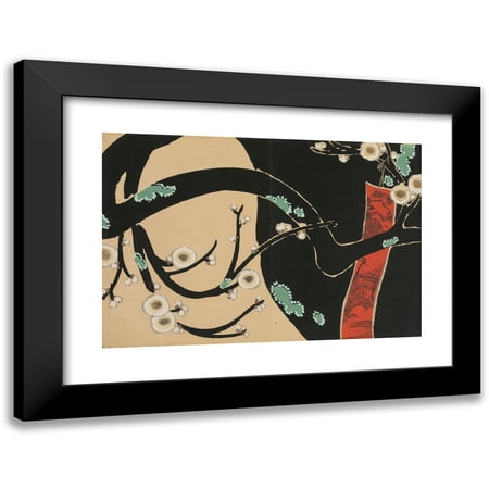 Kamisaka Sekka 14x11 Black Modern Framed Museum Art Print Titled - Plum (Ume) (1909-1910)