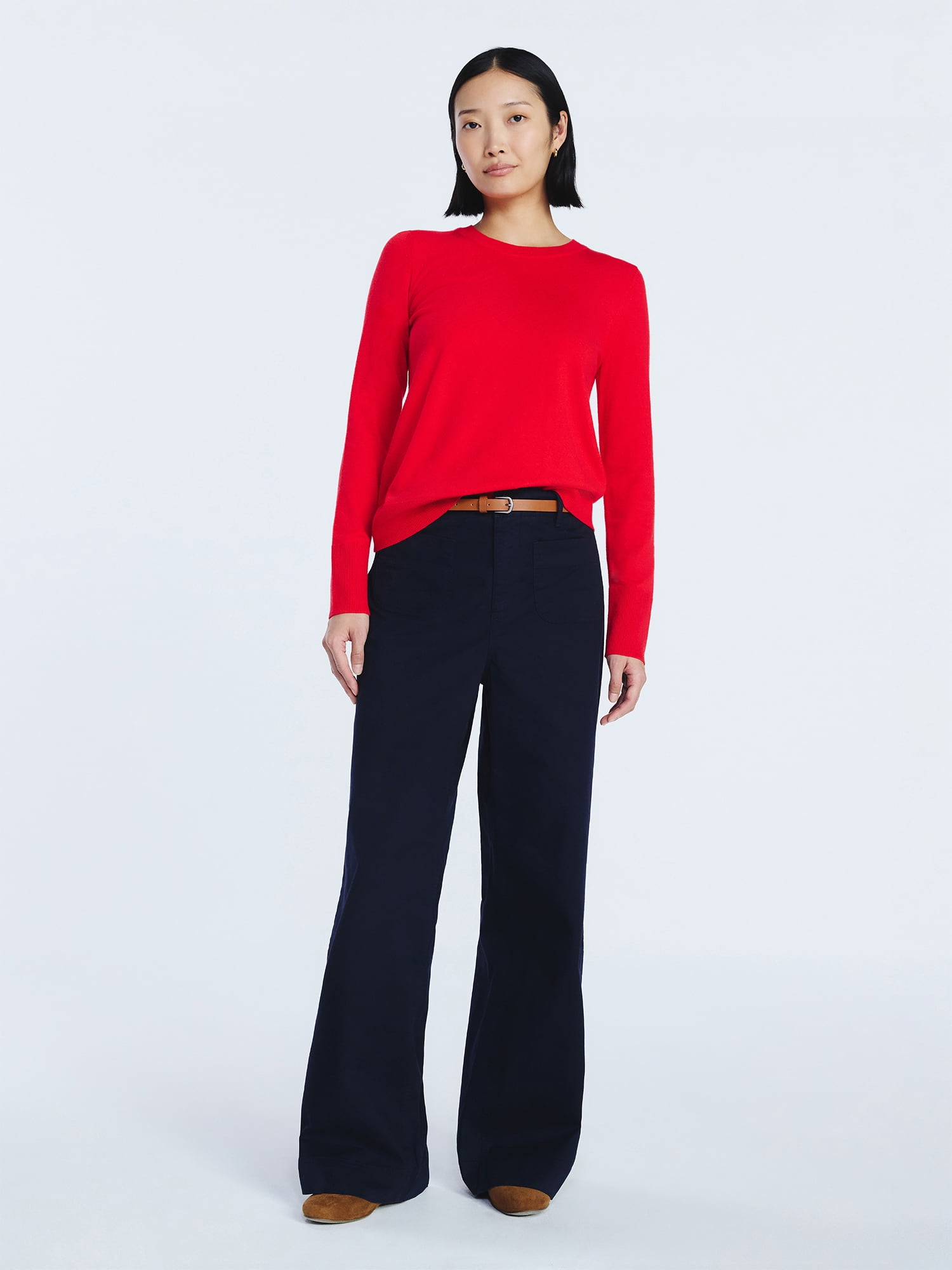 Free Assembly Women's and Women's Plus Cozy Yarn Crewneck Sweater with Long Sleeves, Lightweight, Sizes XS-4X