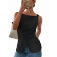 thumbnail image 3 of Womens Vest Top Trendy Button Up Tank Tops Asymmetrical Y2k Going Out Top Black S, 3 of 9