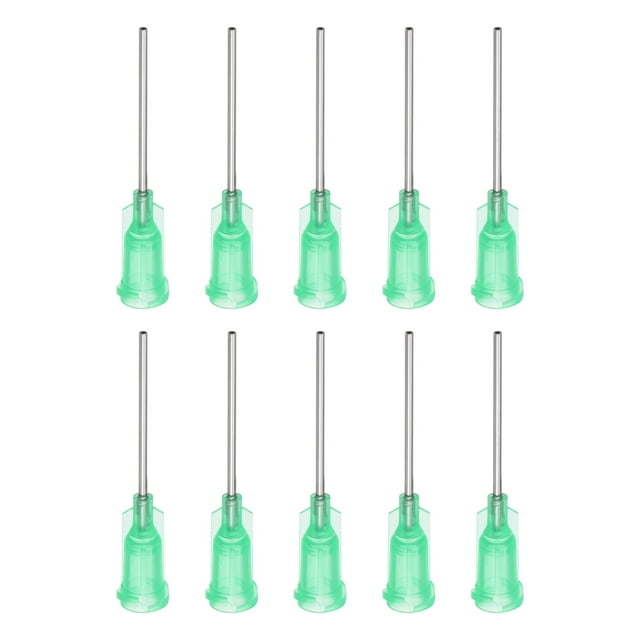 Unique Bargains Aiguille de Distribution à Pointe Émoussée pour Pistolet à Colle Liquide, 18G 1 Pieds, Lot de 10 (Vert)