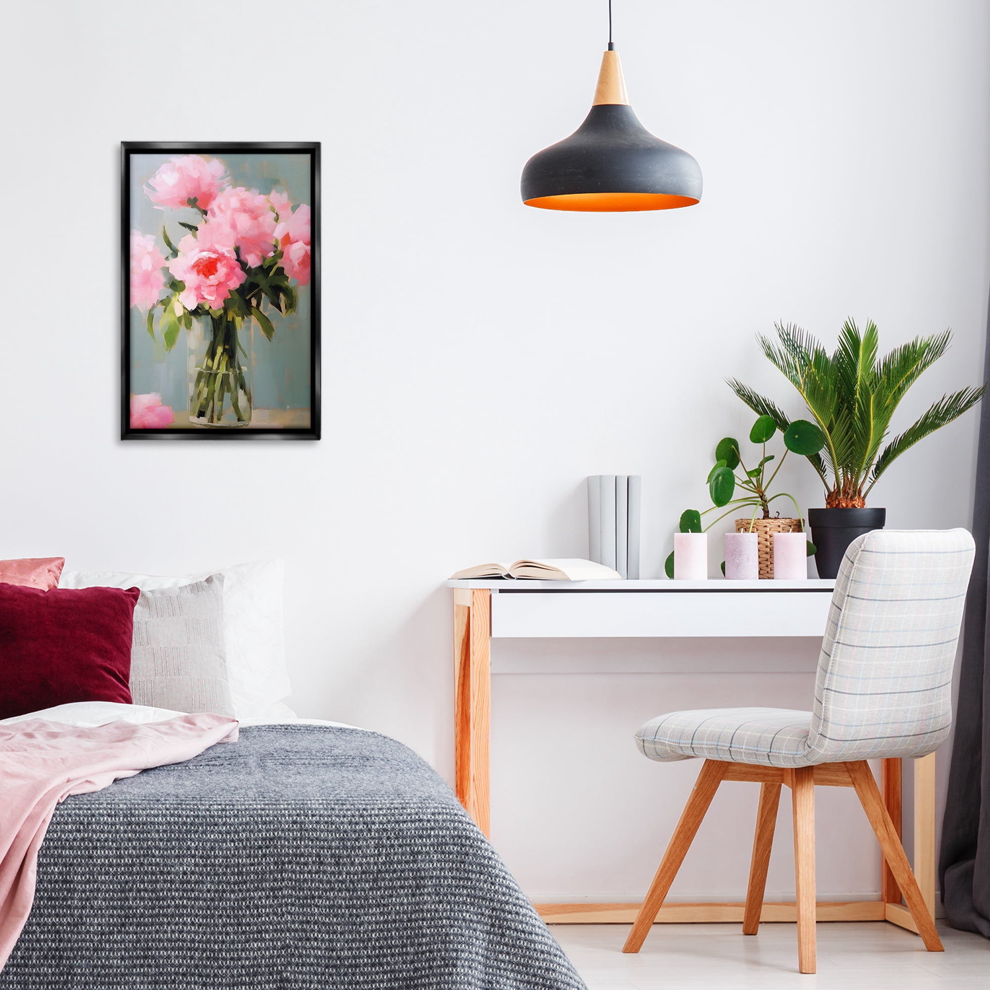 Stupell Industries Confetti Roses Bouquet Botanical & Floral Painting Black Floater Framed Art Print Wall Art, 17 x 25