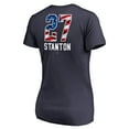 thumbnail image 3 of Women's Giancarlo Stanton Navy New York Yankees Banner Wave Name & Number V-Neck T-Shirt, 3 of 3