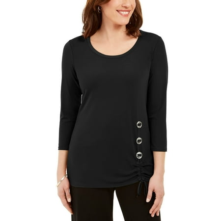 JM Collection Women's Hardware Trim Tunic Black Size Medium