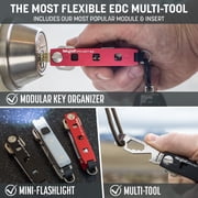 Keyport Pivot 2.0 Essential Plus Bundle (Red Aluminum) - EDC Key Organizer + Keychain Flashlight + 10-in-1 Multi-Tool All-in-One