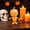 E, variant on Halloween Pumpkin Standing Figurine - Resin Pumpkin Head Doll Ornament for Yard, Party, Home Decor